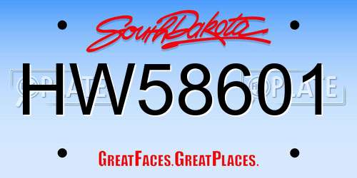 HW58601 South Dakota License Plate