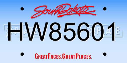 HW85601 South Dakota License Plate