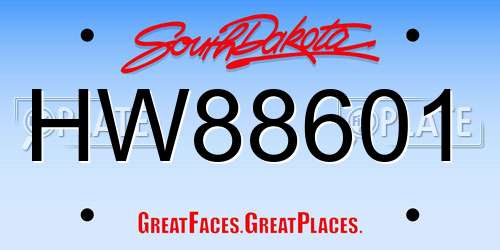 HW88601 South Dakota License Plate