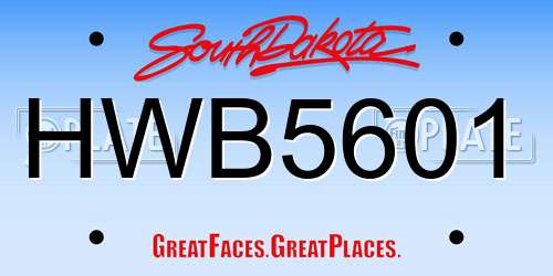 HWB5601 South Dakota License Plate