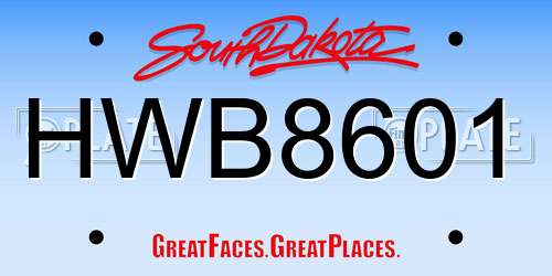 HWB8601 South Dakota License Plate