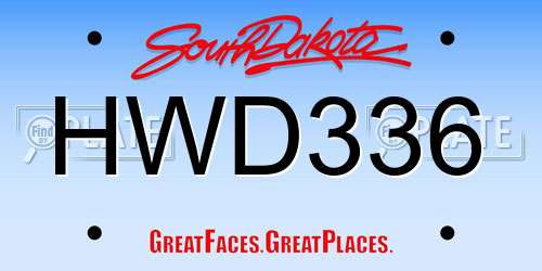 HWD336 South Dakota License Plate