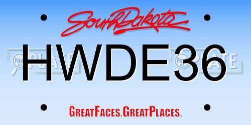 HWDE36 South Dakota License Plate