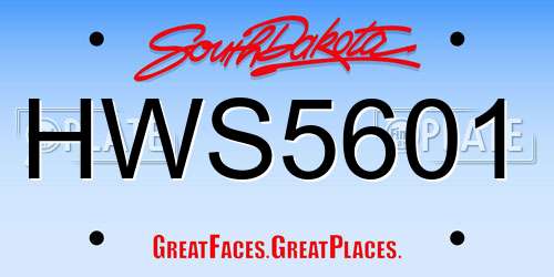 HWS5601 South Dakota License Plate