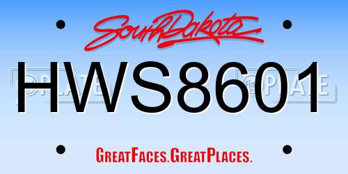 HWS8601 South Dakota License Plate
