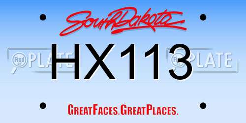 HX113 South Dakota License Plate