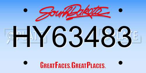 HY63483 South Dakota License Plate