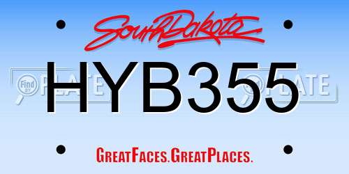 HYB355 South Dakota License Plate