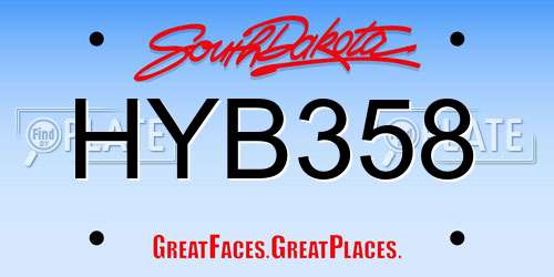 HYB358 South Dakota License Plate