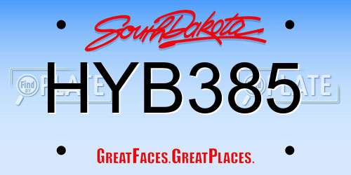 HYB385 South Dakota License Plate