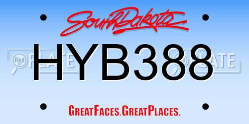 HYB388 South Dakota License Plate