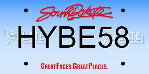 HYBE58 South Dakota License Plate