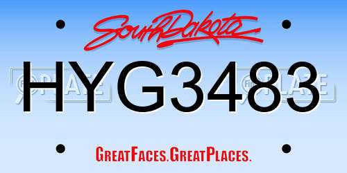 HYG3483 South Dakota License Plate