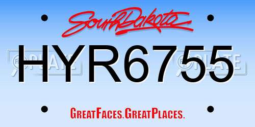 HYR6755 South Dakota License Plate