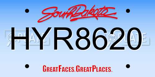 HYR8620 South Dakota License Plate