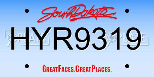 HYR9319 South Dakota License Plate