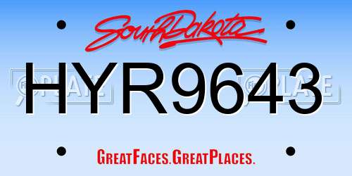 HYR9643 South Dakota License Plate