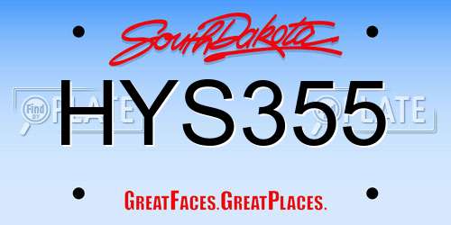 HYS355 South Dakota License Plate