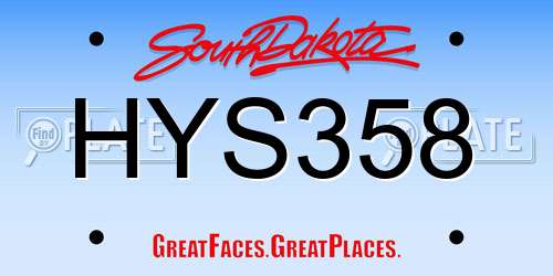 HYS358 South Dakota License Plate