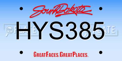 HYS385 South Dakota License Plate