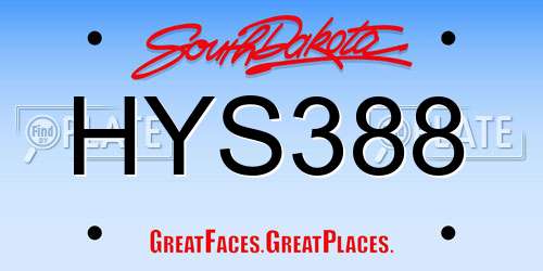 HYS388 South Dakota License Plate