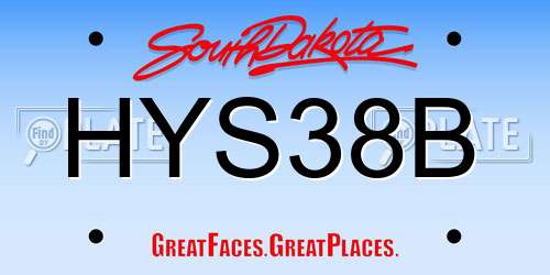 HYS38B South Dakota License Plate