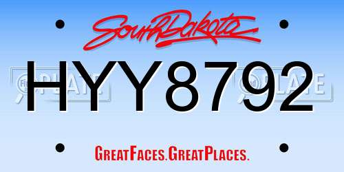 HYY8792 South Dakota License Plate