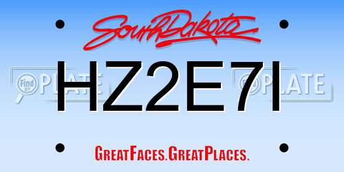 HZ2E7I South Dakota License Plate