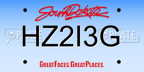 HZ2I3G South Dakota License Plate