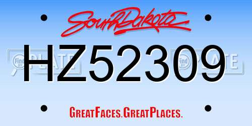 HZ52309 South Dakota License Plate