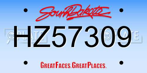 HZ57309 South Dakota License Plate