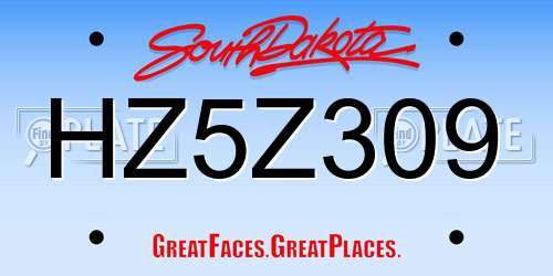 HZ5Z309 South Dakota License Plate