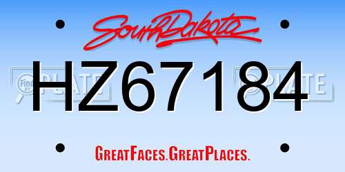 HZ67184 South Dakota License Plate