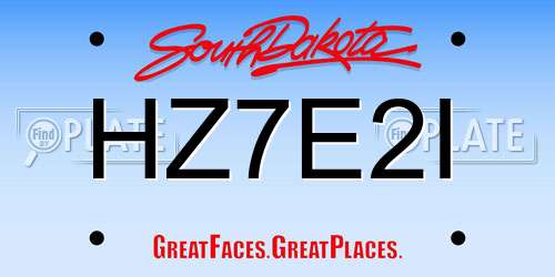 HZ7E2I South Dakota License Plate