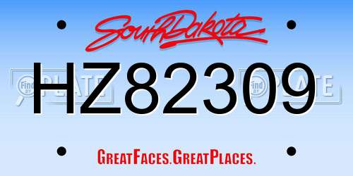 HZ82309 South Dakota License Plate