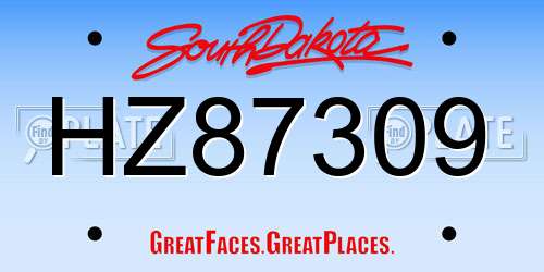 HZ87309 South Dakota License Plate