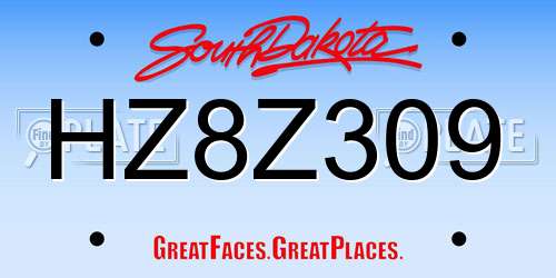 HZ8Z309 South Dakota License Plate