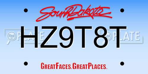 HZ9T8T South Dakota License Plate
