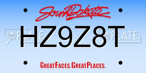 HZ9Z8T South Dakota License Plate