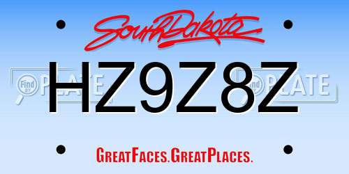 HZ9Z8Z South Dakota License Plate