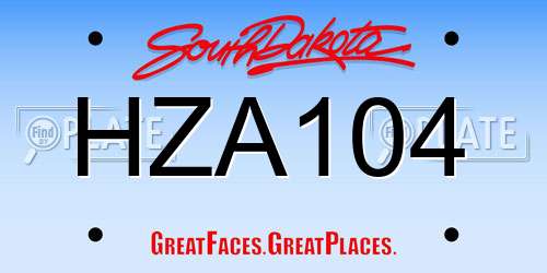 HZA104 South Dakota License Plate