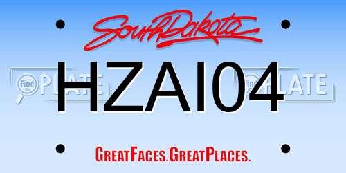 HZAI04 South Dakota License Plate