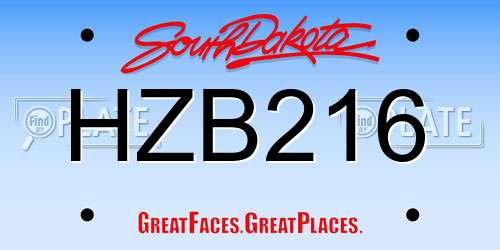 HZB216 South Dakota License Plate