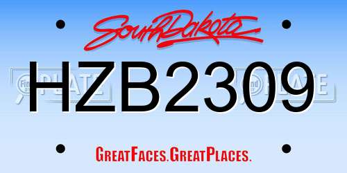 HZB2309 South Dakota License Plate