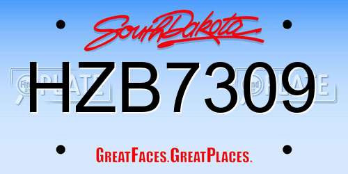 HZB7309 South Dakota License Plate
