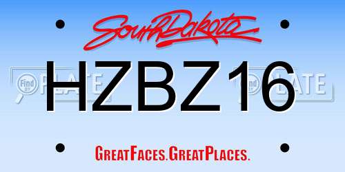 HZBZ16 South Dakota License Plate