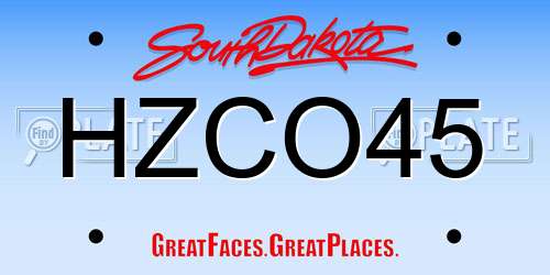 HZCO45 South Dakota License Plate
