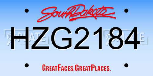 HZG2184 South Dakota License Plate