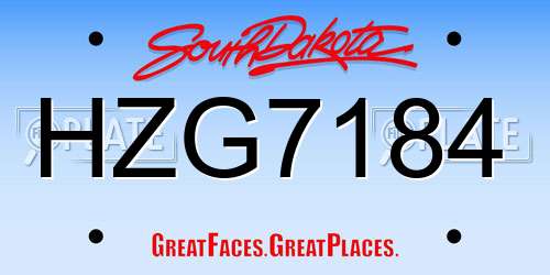 HZG7184 South Dakota License Plate
