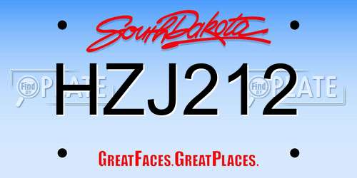 HZJ212 South Dakota License Plate